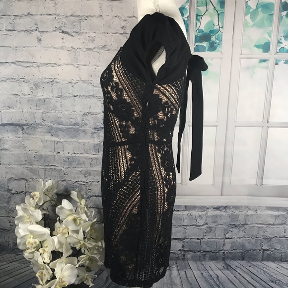 Free People Black Lace Mini Dress Sz 4 (S02) - Picture 3 of 7